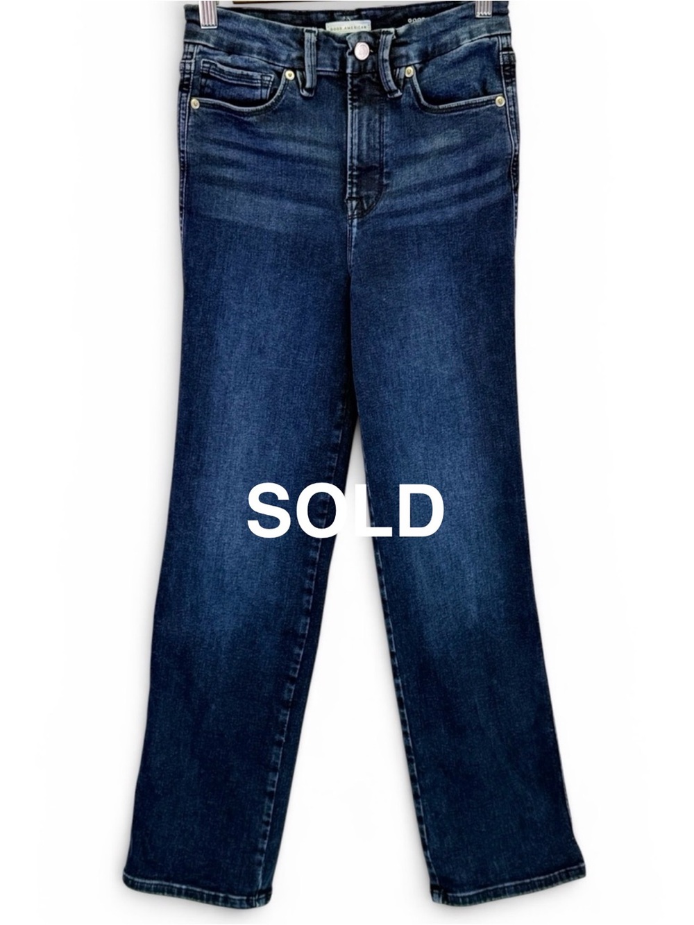 Good American Women Blue Good Curve Straight Super High Rise Jeans Size 00-4